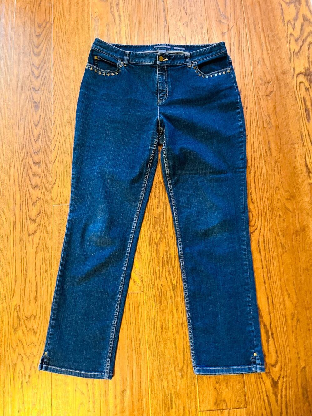 Liz Claiborne Women’s Slim Jeans Size 14 Embellished Stretch Denim Pants